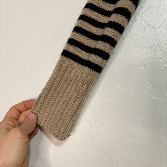 J.Crew Cashmere Wool Black and Tan Striped Long Sleeve Mock Neck Sweater XXS - Picture 8 of 12